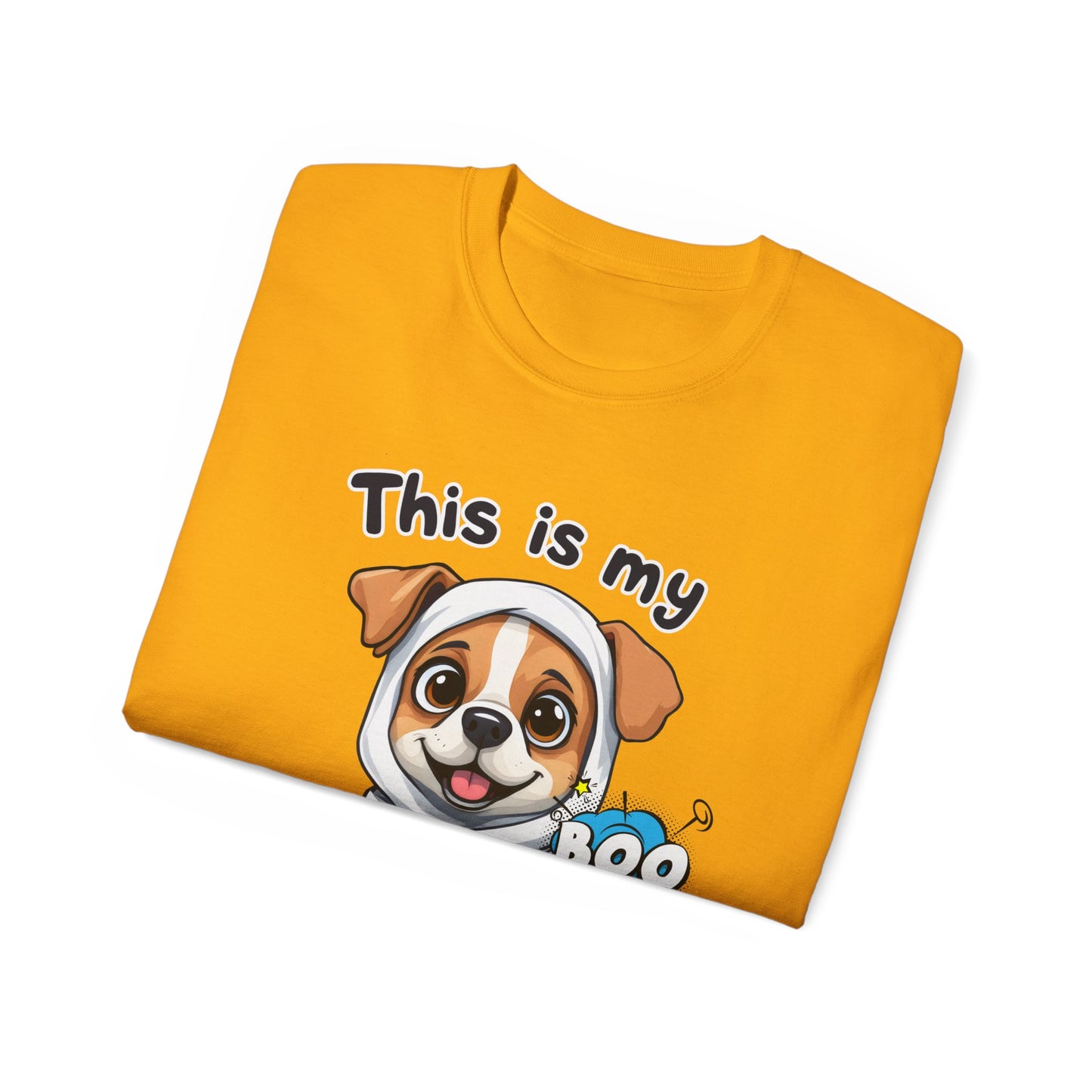 Cute Funny Dog Cartoon This is My Scary Halloween Costume Unisex Organic T-Shirt