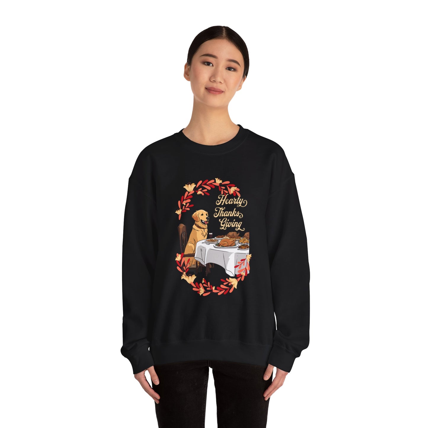 Golden Retriever Hearty Thanksgiving Unisex Crewneck Sweatshirt