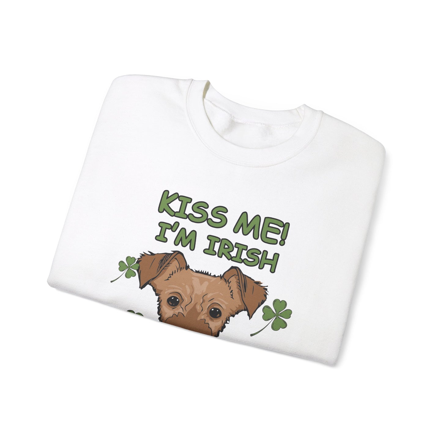 Cute Dog Cartoon St Patrick's Day Irish Terrier Crewneck Sweatshirt