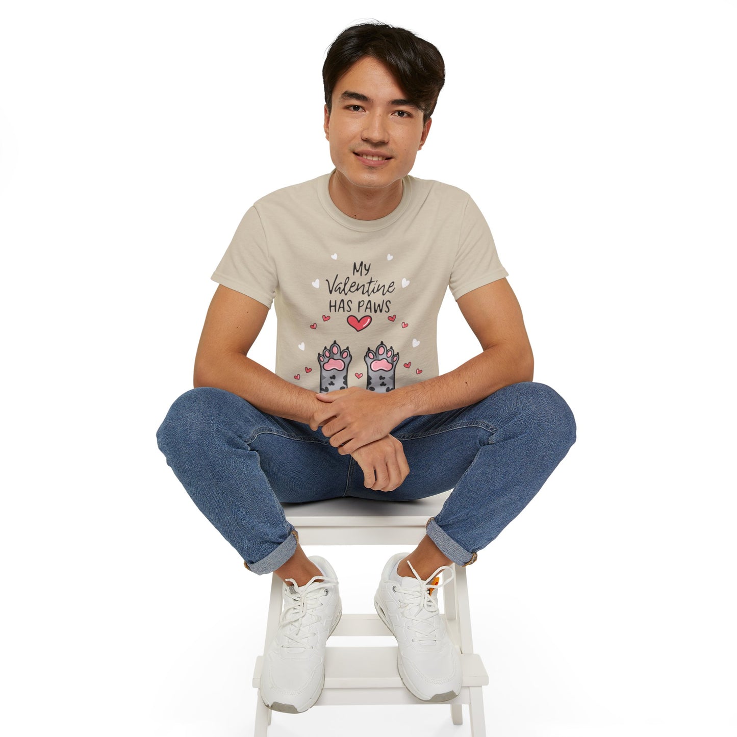 Cute Funny My Valentine Has Paws Unisex Organic T-Shirt