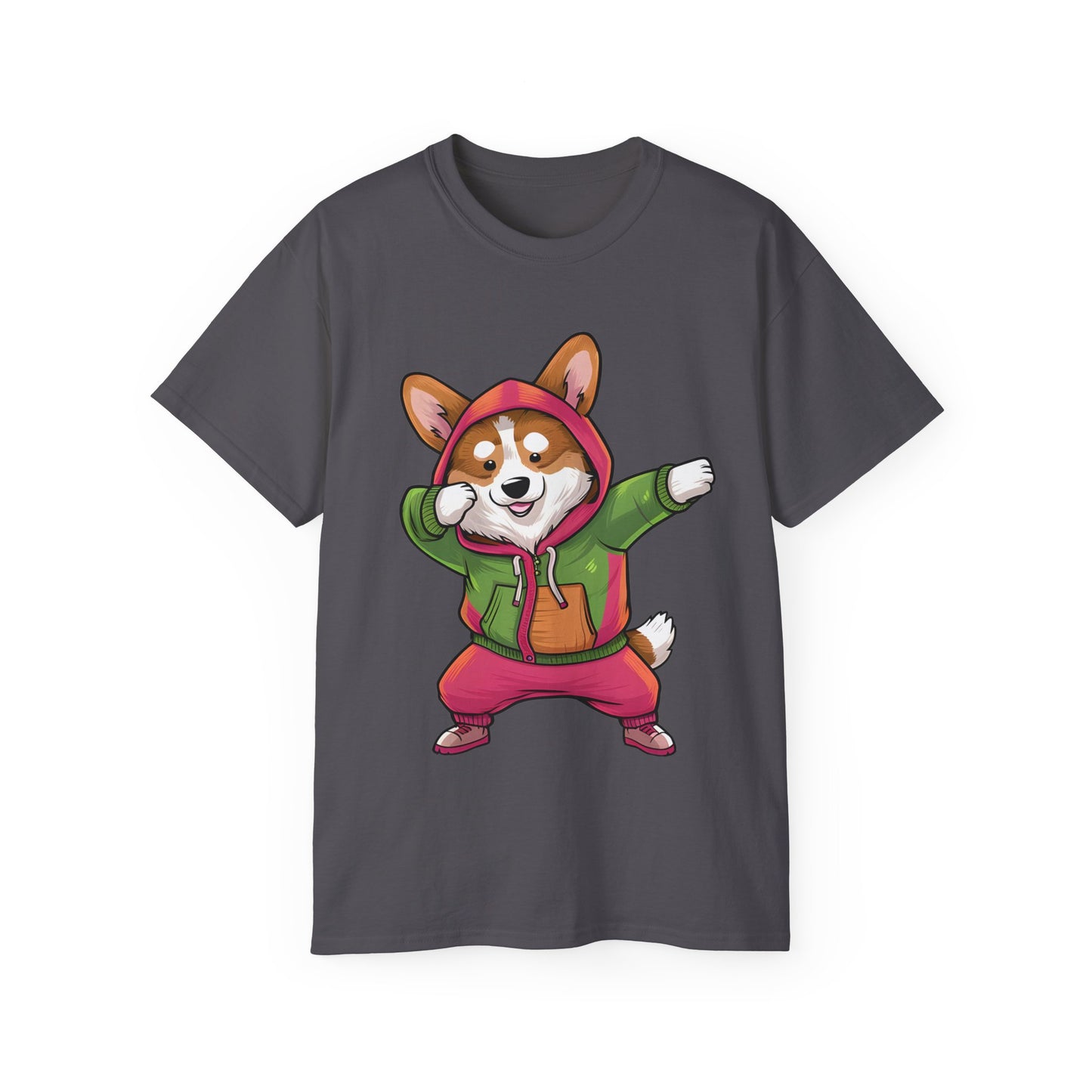 Cute Dog Cartoon Corgi Dabbing Meme Unisex Organic T-Shirt