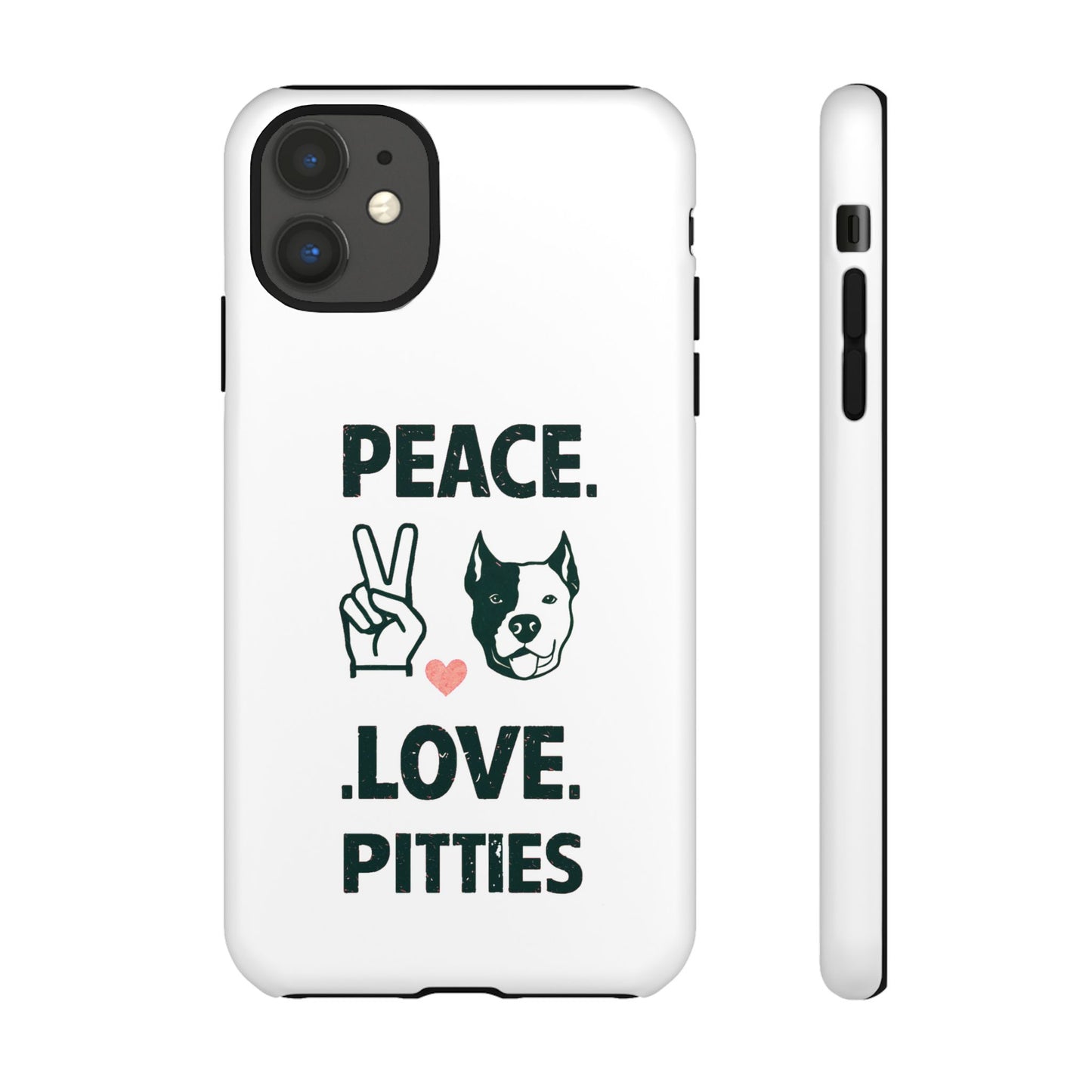 Cute Dog Cartoon Peace Love Pitties iPhone Tough Cases