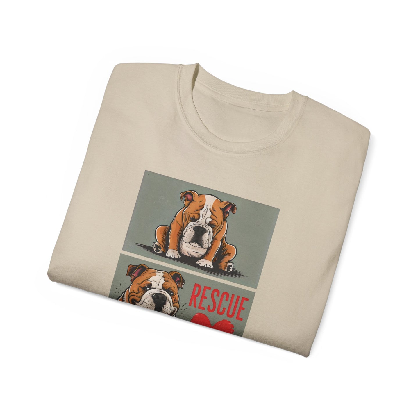 Cute Cartoon Bulldog Rescue Adopt Don't Shop Organic T-Shirt