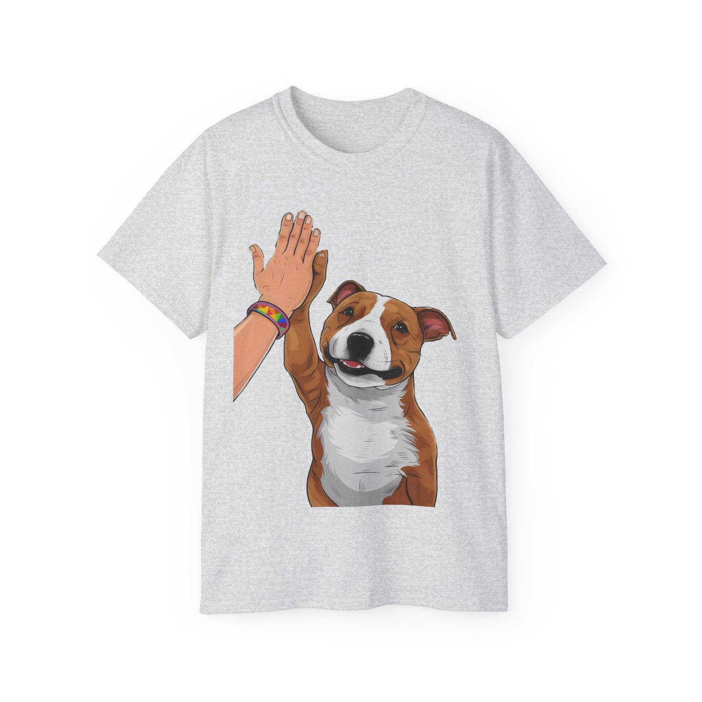 Cute Funny Cartoon Staffordshire Bull Terrier Unisex Organic T-Shirt