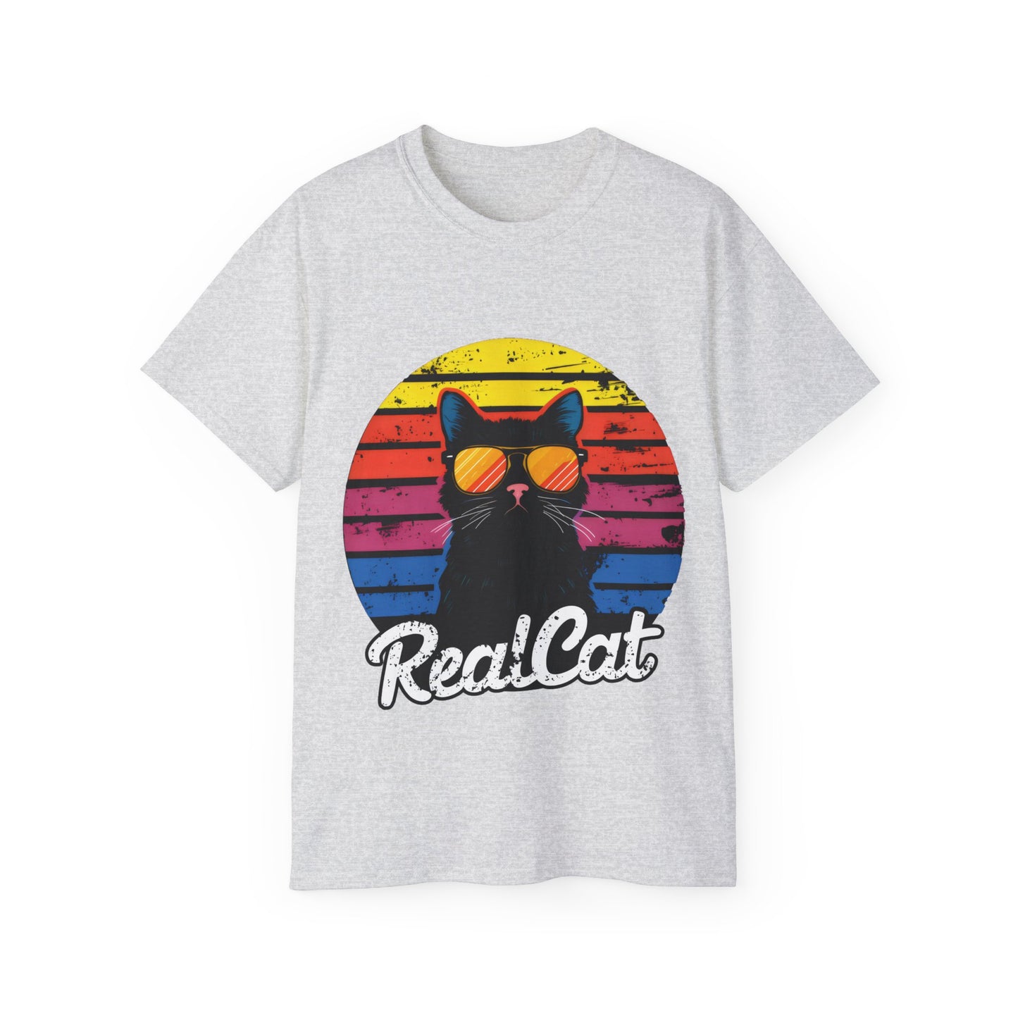 Cute Funny Cartoon Real Cat Unisex Organic T-Shirt