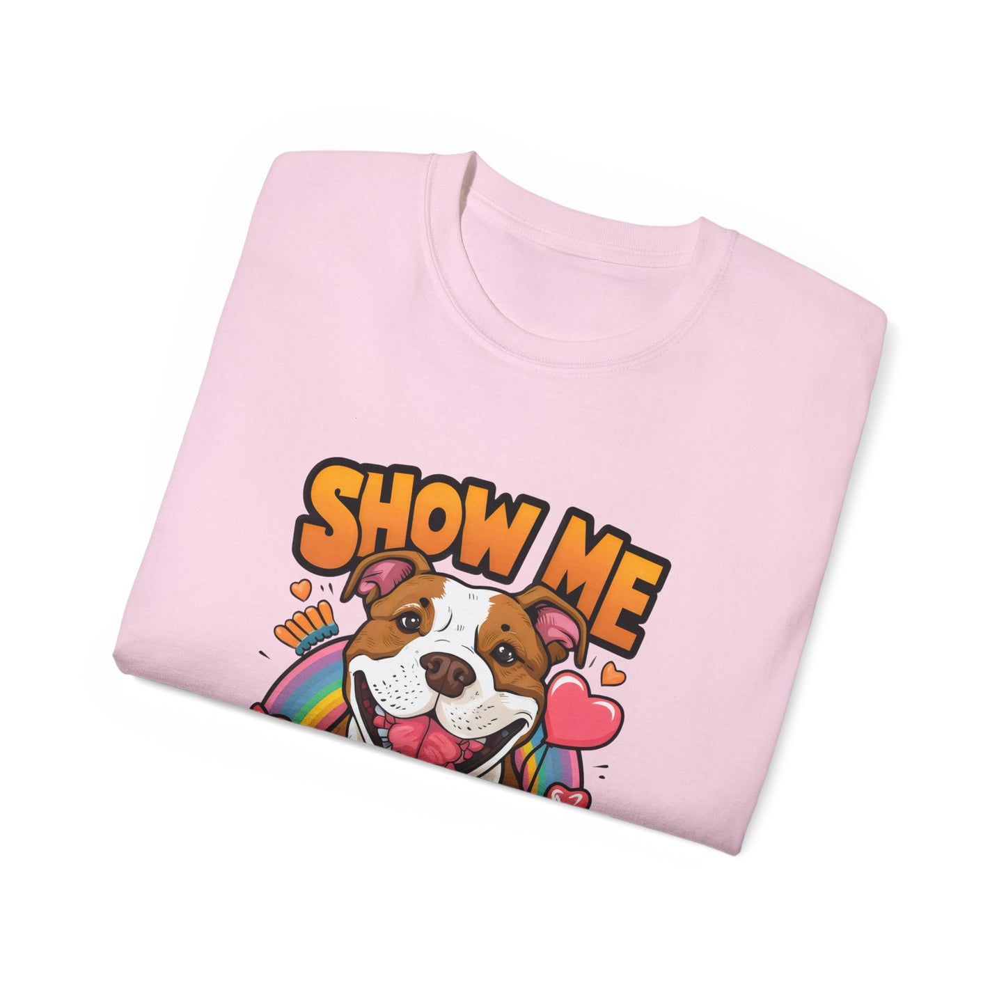 Cute Funny Dog Cartoon Show Me Your Pitties Meme Unisex Organic T-Shirt