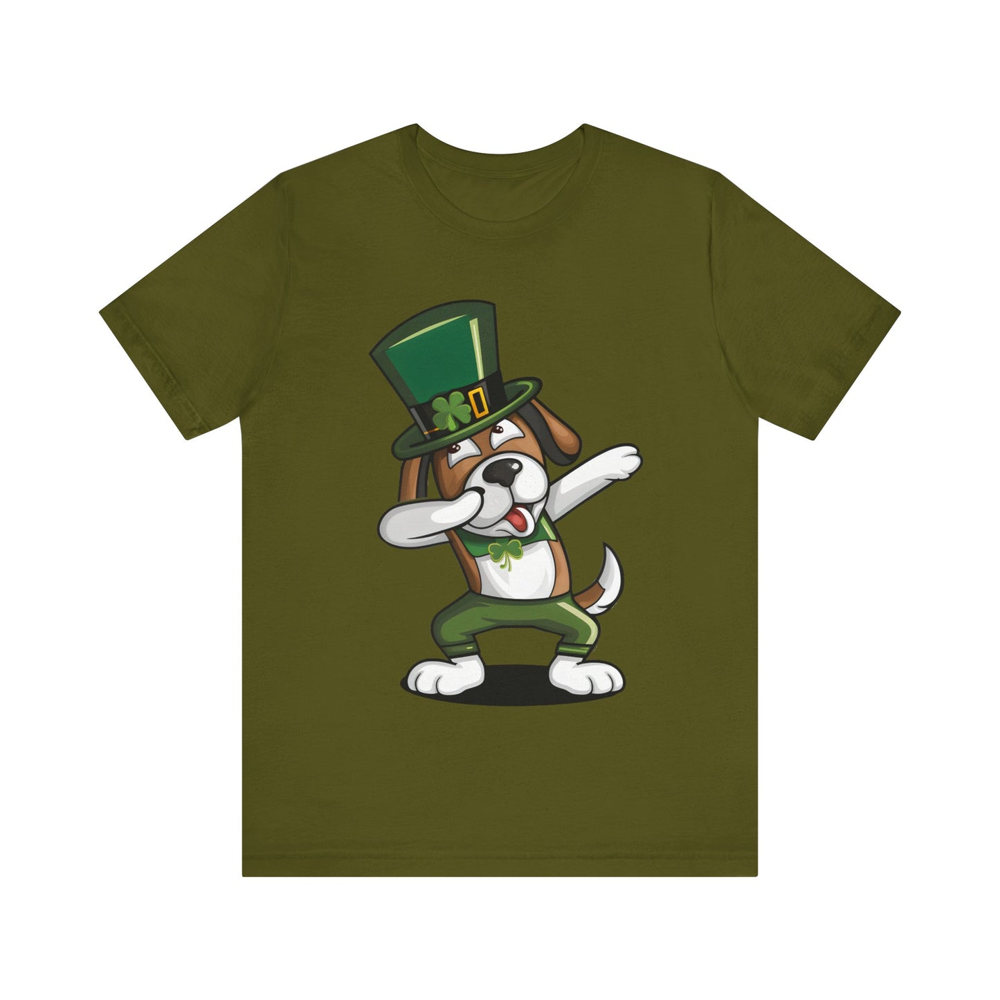 Cute Cartoon St Patrick's Day Dog Dabbing Unisex Jersey Short Sleeve Tee