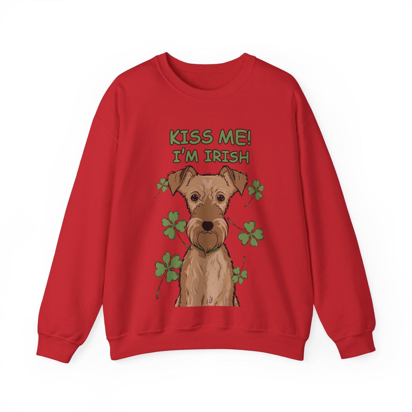 Cute Dog Cartoon St Patrick's Day Irish Terrier Crewneck Sweatshirt