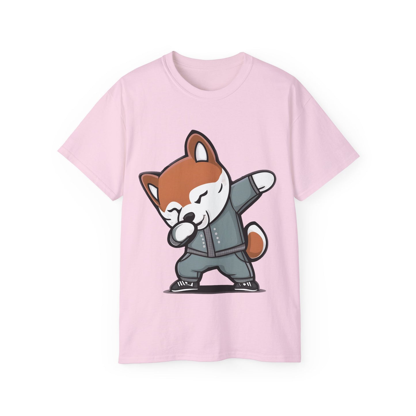 Cute Dog Cartoon Dabbing Shiba Unisex Organic T-Shirt