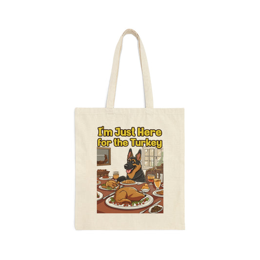 I'm Just Here for the Turkey Thanksgiving Cotton Canvas Tote Bag
