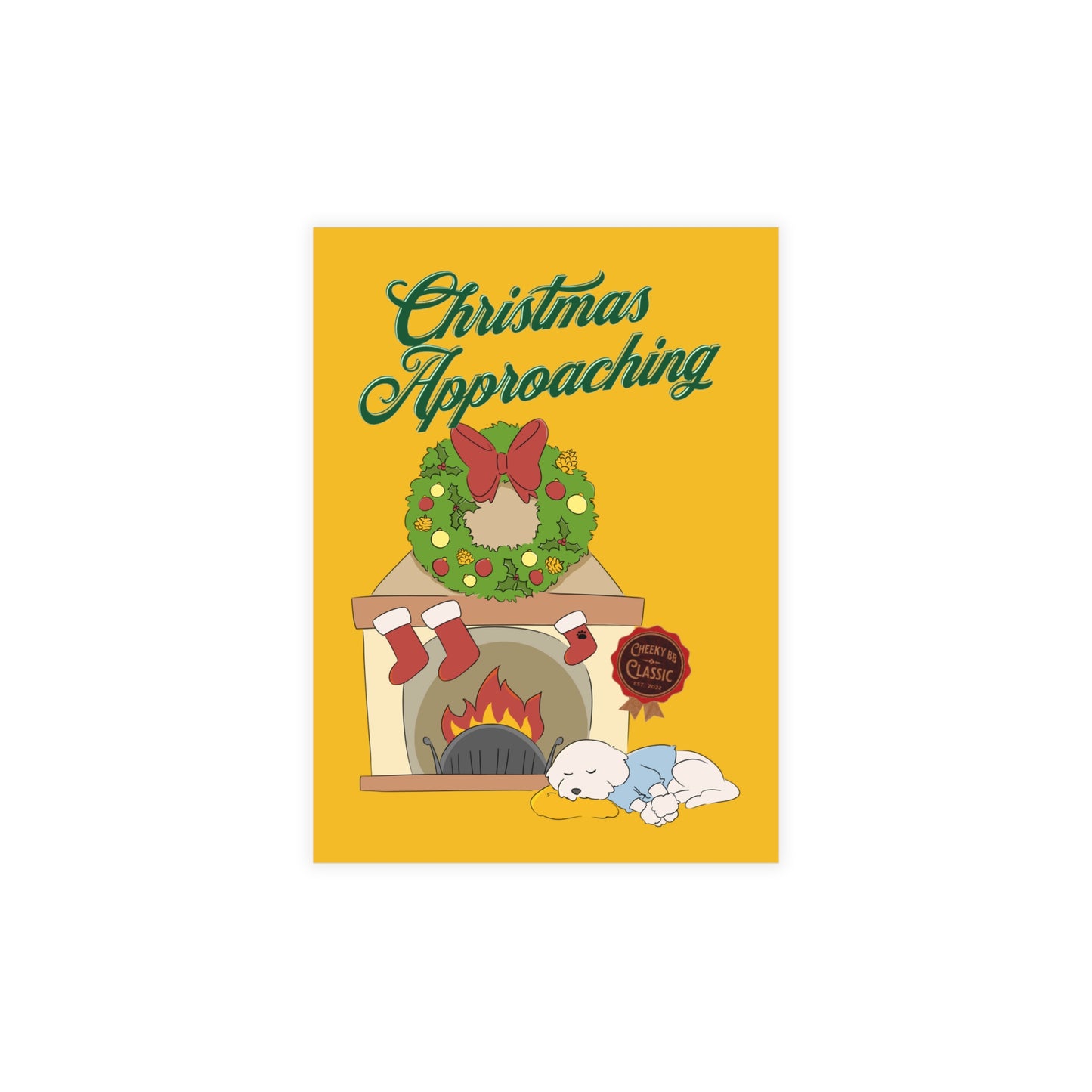 Cheeky Bichon Christmas Approaching Cartoon Dog Postcard Bundles (envelopes included)