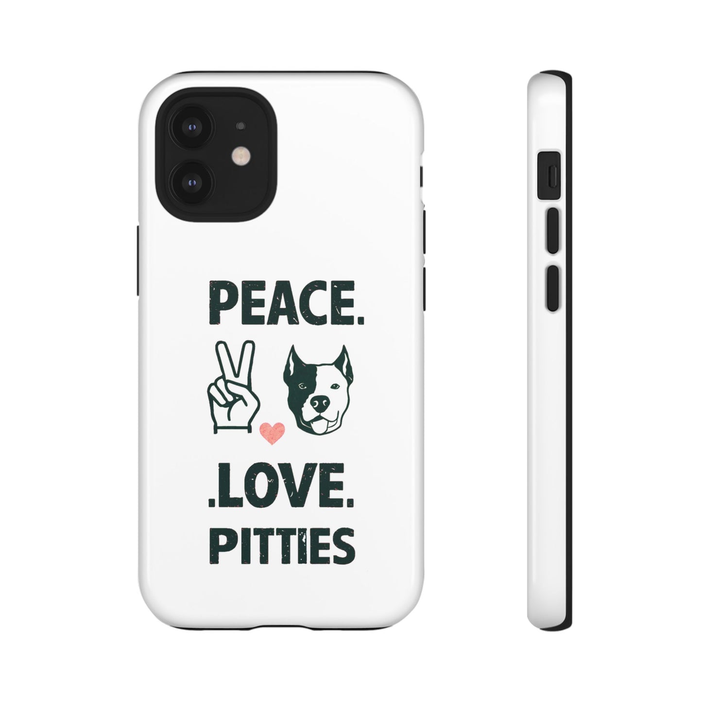 Cute Dog Cartoon Peace Love Pitties iPhone Tough Cases