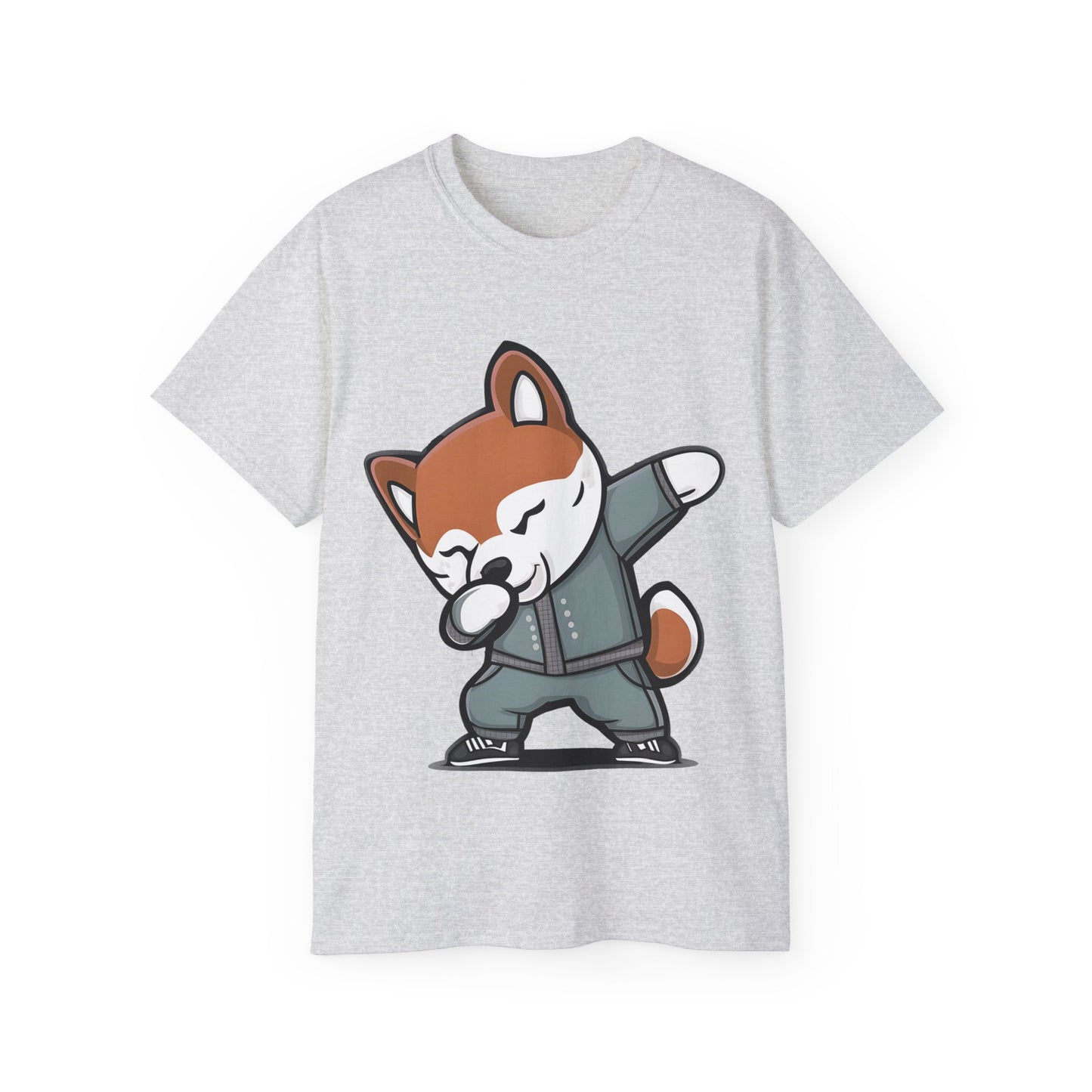 Cute Dog Cartoon Dabbing Shiba Unisex Organic T-Shirt