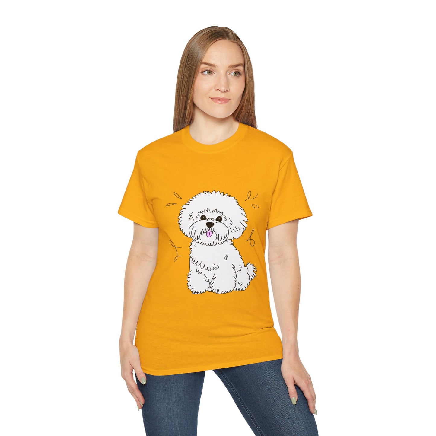 Cute Dog Cartoon Bichon Frise Poodle Unisex Organic T-Shirt