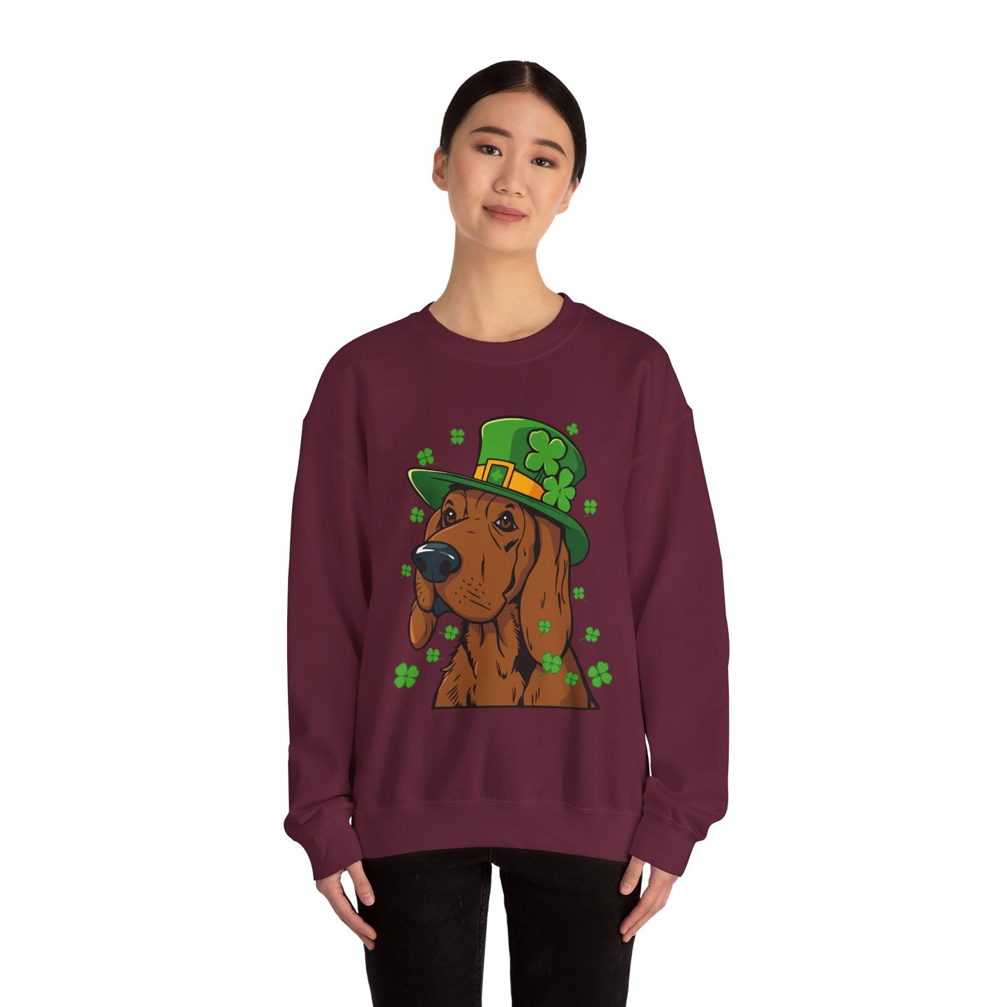 Cute Cartoon Shamrock Bloodhound St Patrick's Day Sweatshirt