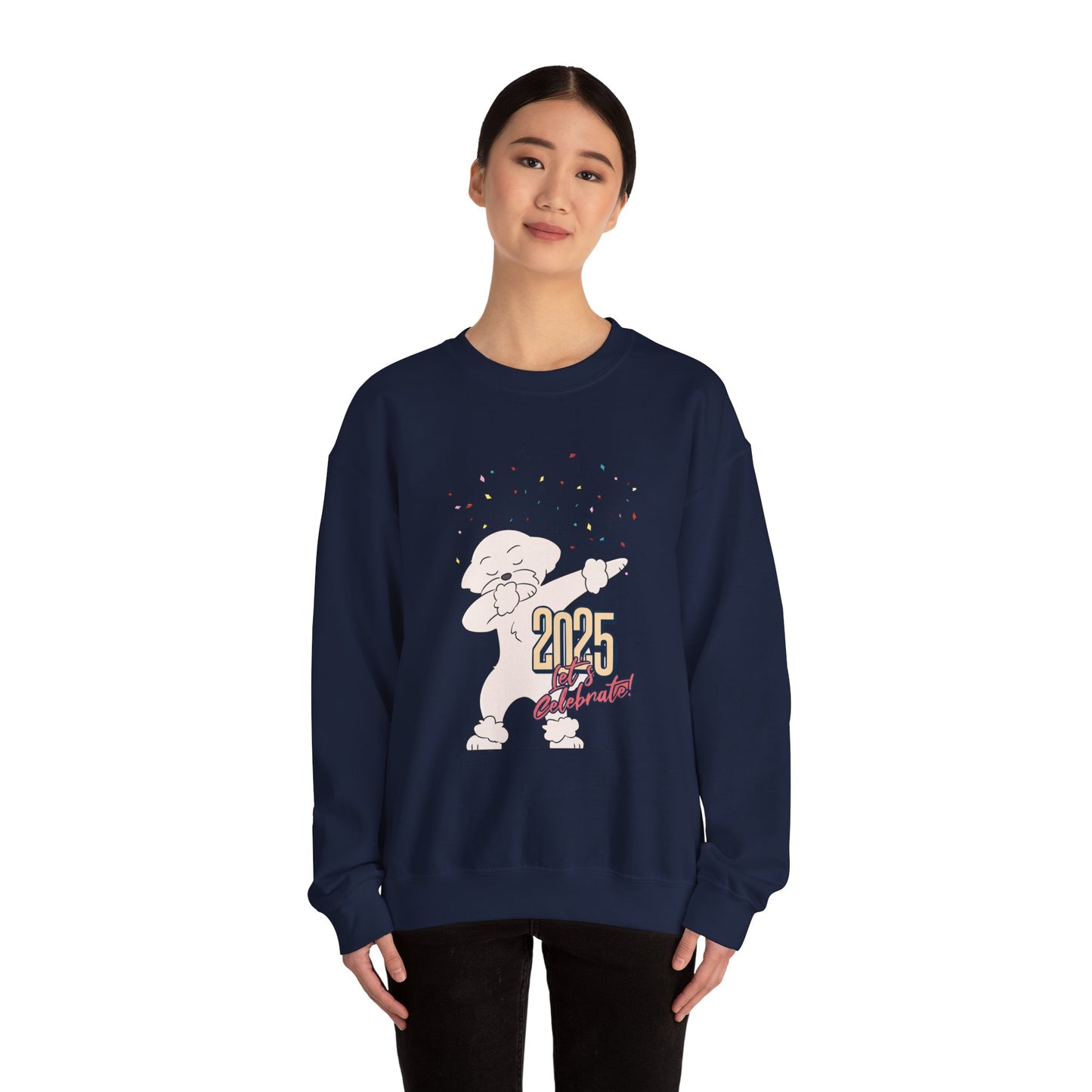 Cheeky Bichon Cute Let's Celebrate 2025 Unisex Crewneck Sweatshirt