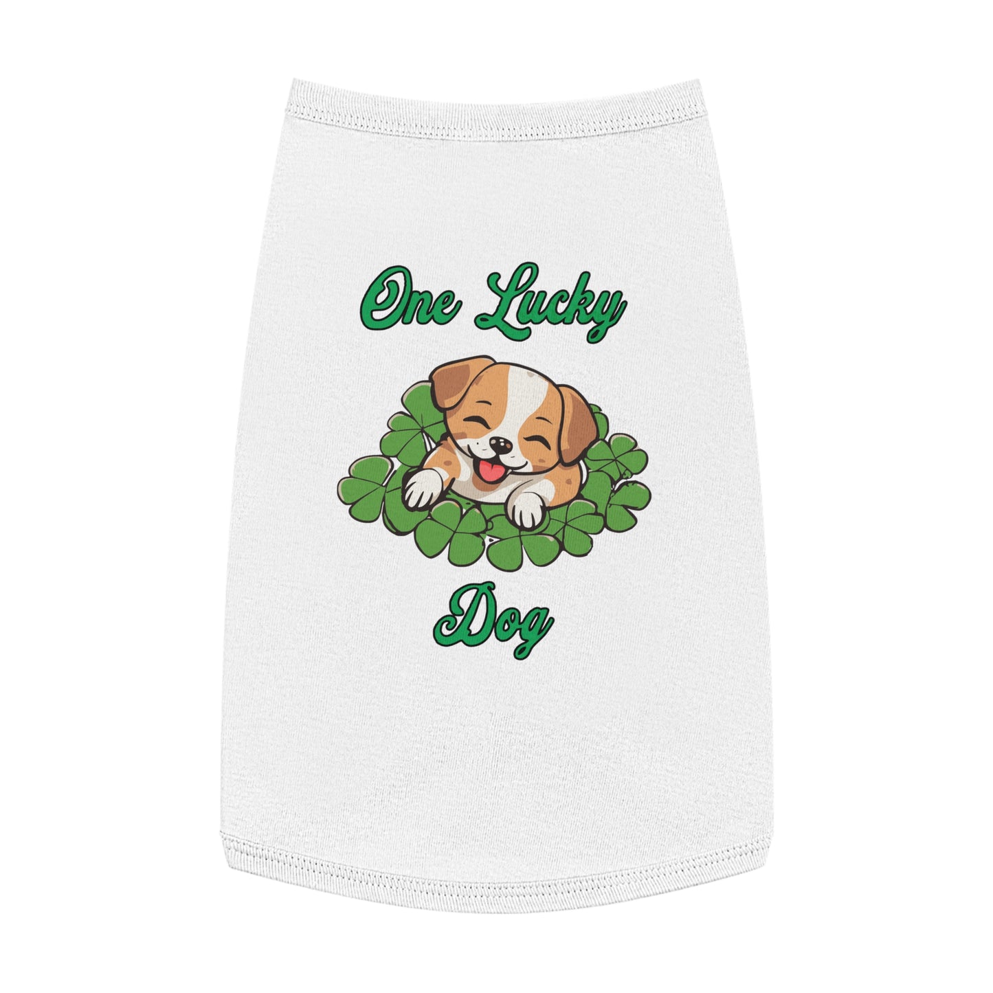 Cute St Patrick's Day One Lucky Dog Cartoon Pet Tank Top