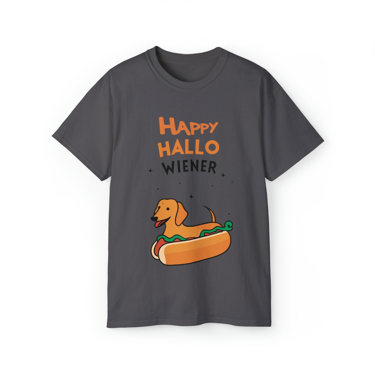 Cute Funny Happy Hallowiener Unisex Organic T-Shirt