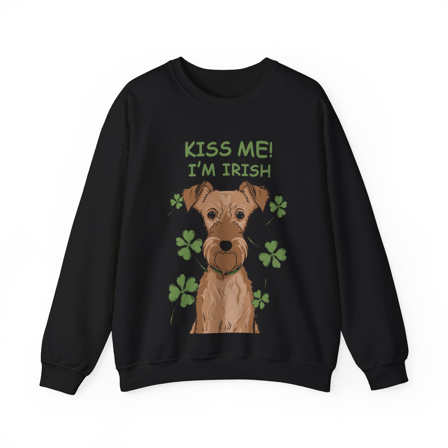 Cute Dog Cartoon St Patrick's Day Irish Terrier Crewneck Sweatshirt