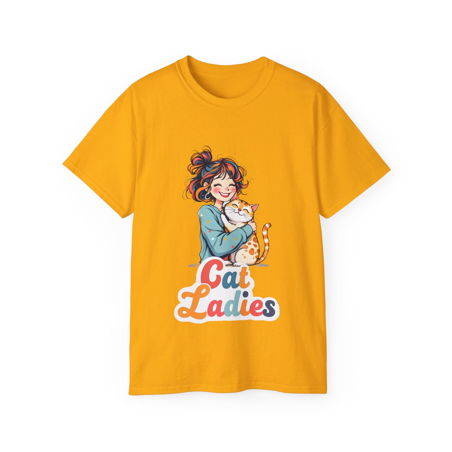 Cute Funny Cartoon Cat Ladies Organic T-Shirt