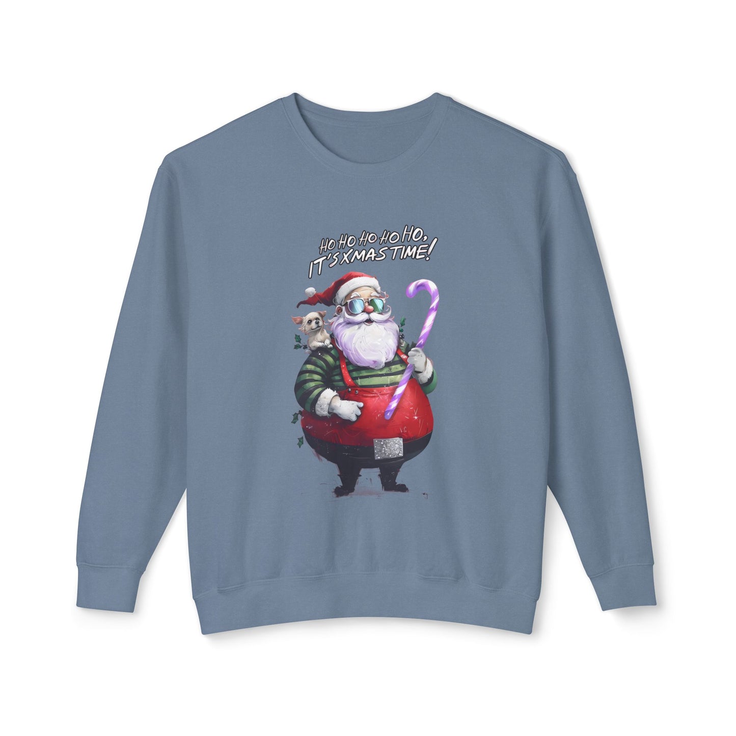 Cute Cartoon Santa and Dog Christmas Crewneck Sweatshirt