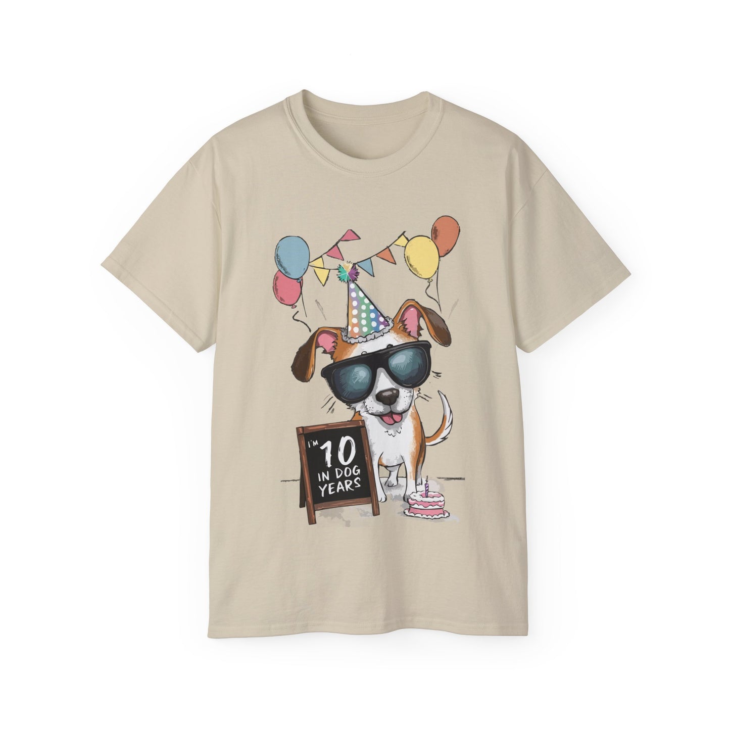 Cute Dog Cartoon I'm 10 in Dog Years Birthday Unisex Organic T-Shirt