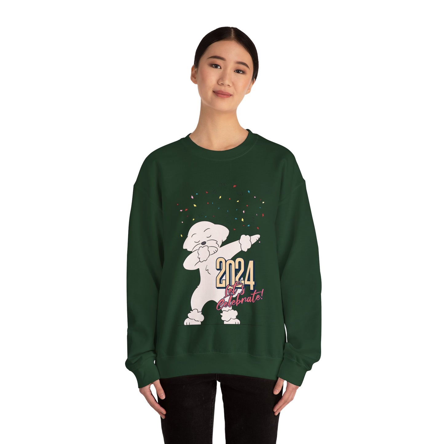 Cheeky Bichon Cute Let's Celebrate 2024 Unisex Crewneck Sweatshirt