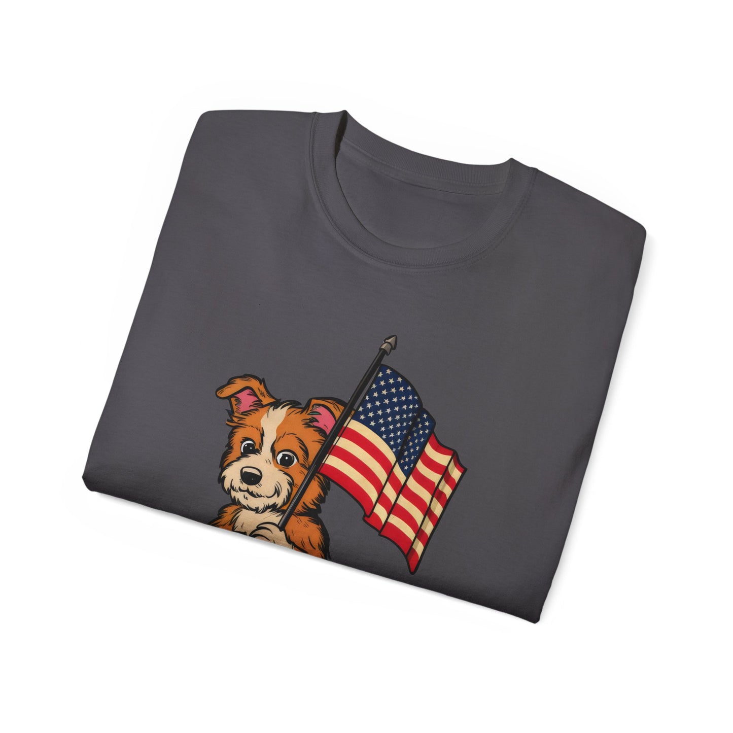 Cute Dog Cartoon Fourth of July Merica Organic T-Shirt