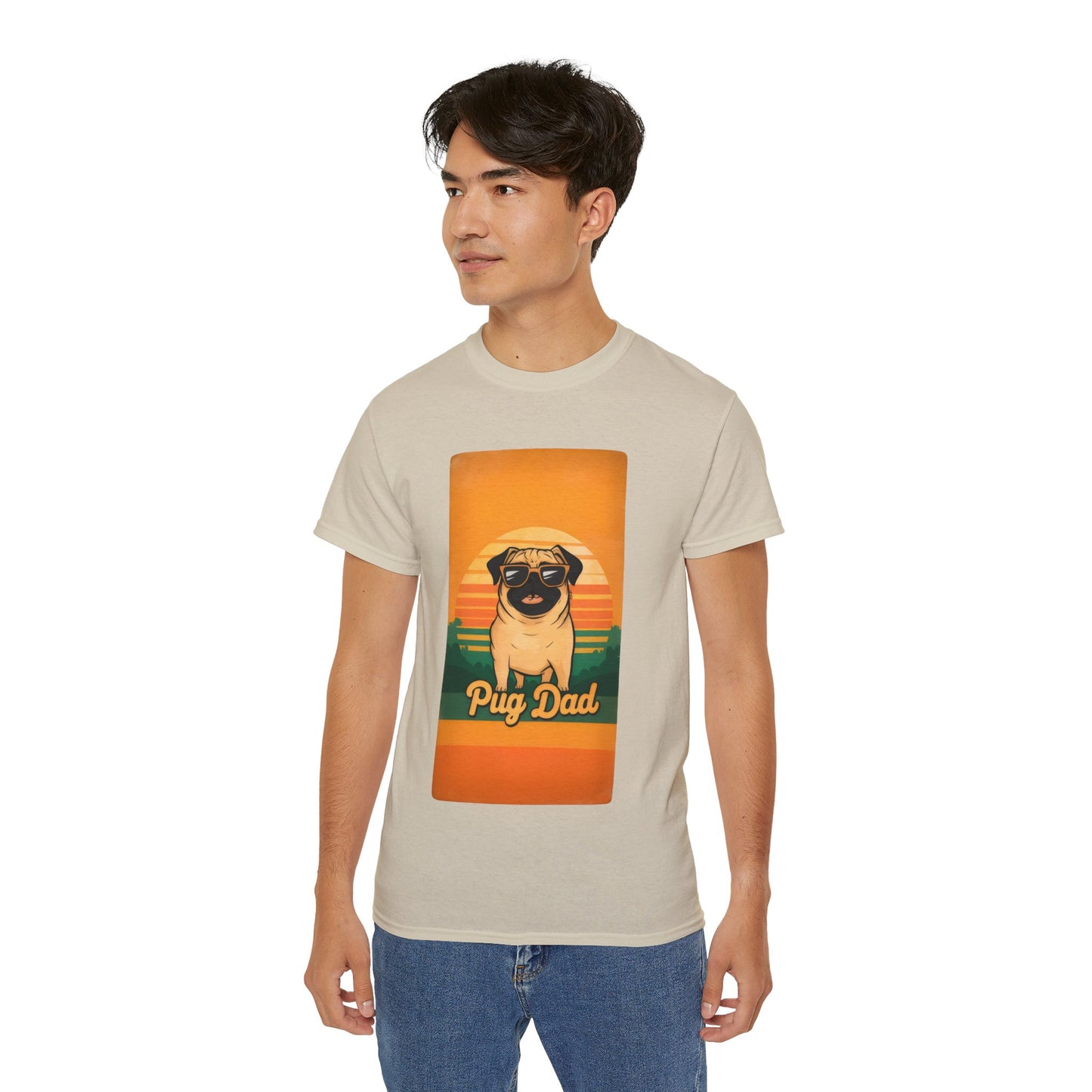 Cute Funny Pug Dad Unisex Organic T-Shirt