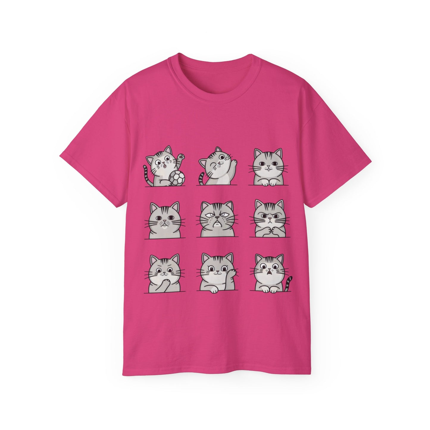 Nine Cute Cats Cartoon Organic T-Shirt