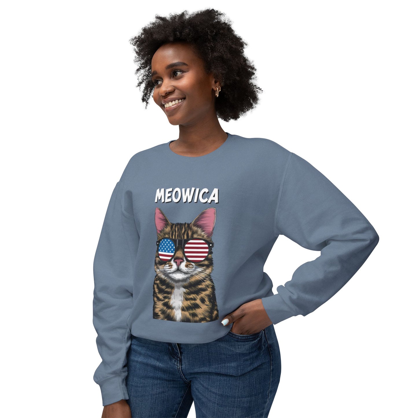 Cat Meme Crewneck Sweatshirt - Cute Meowica Design