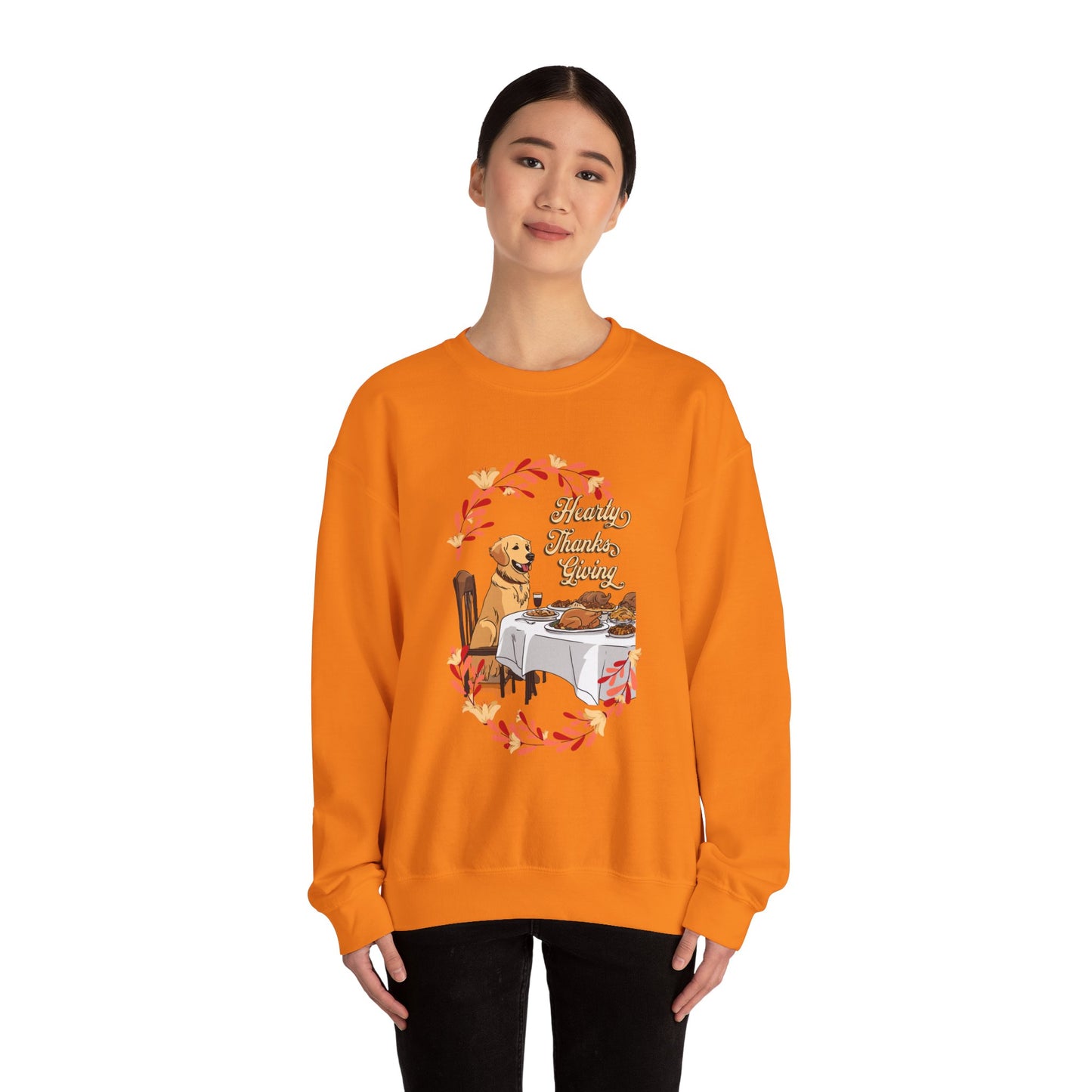 Golden Retriever Hearty Thanksgiving Unisex Crewneck Sweatshirt