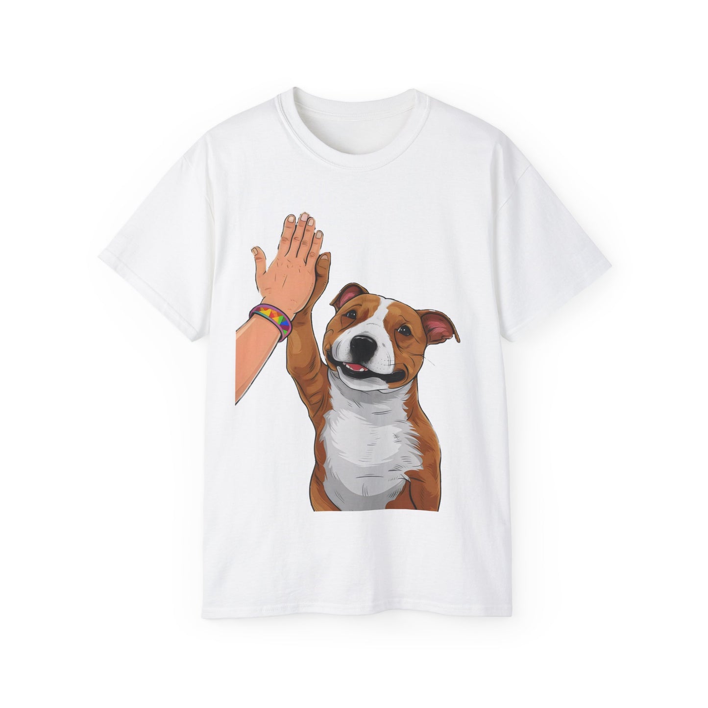 Cute Funny Cartoon Staffordshire Bull Terrier Unisex Organic T-Shirt