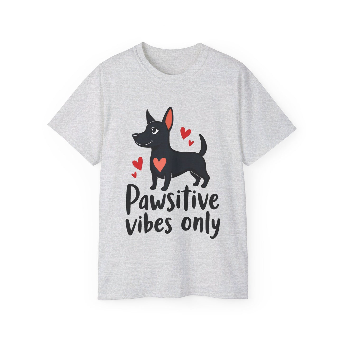 Cute Dog Cartoon Pawsitive Vibes Only Unisex Organic T-Shirt