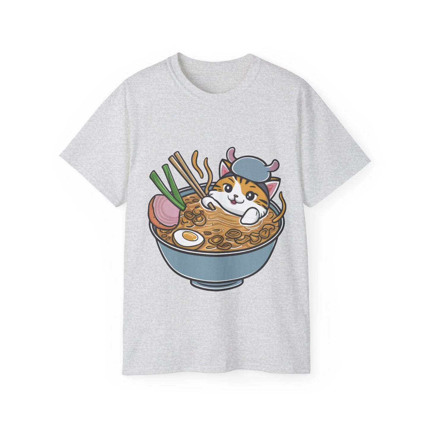 Cute Cartoon Cat Ramen Unisex Organic T-Shirt