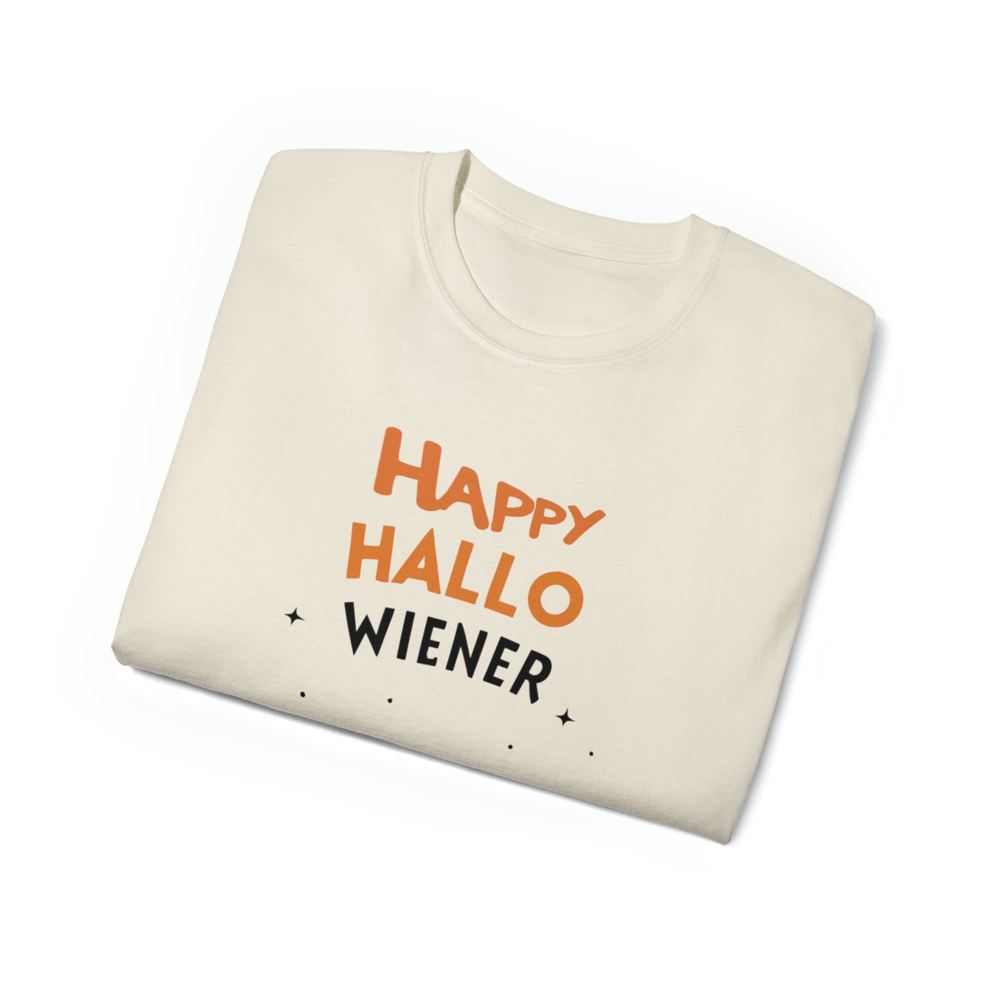 Cute Funny Happy Hallowiener Unisex Organic T-Shirt