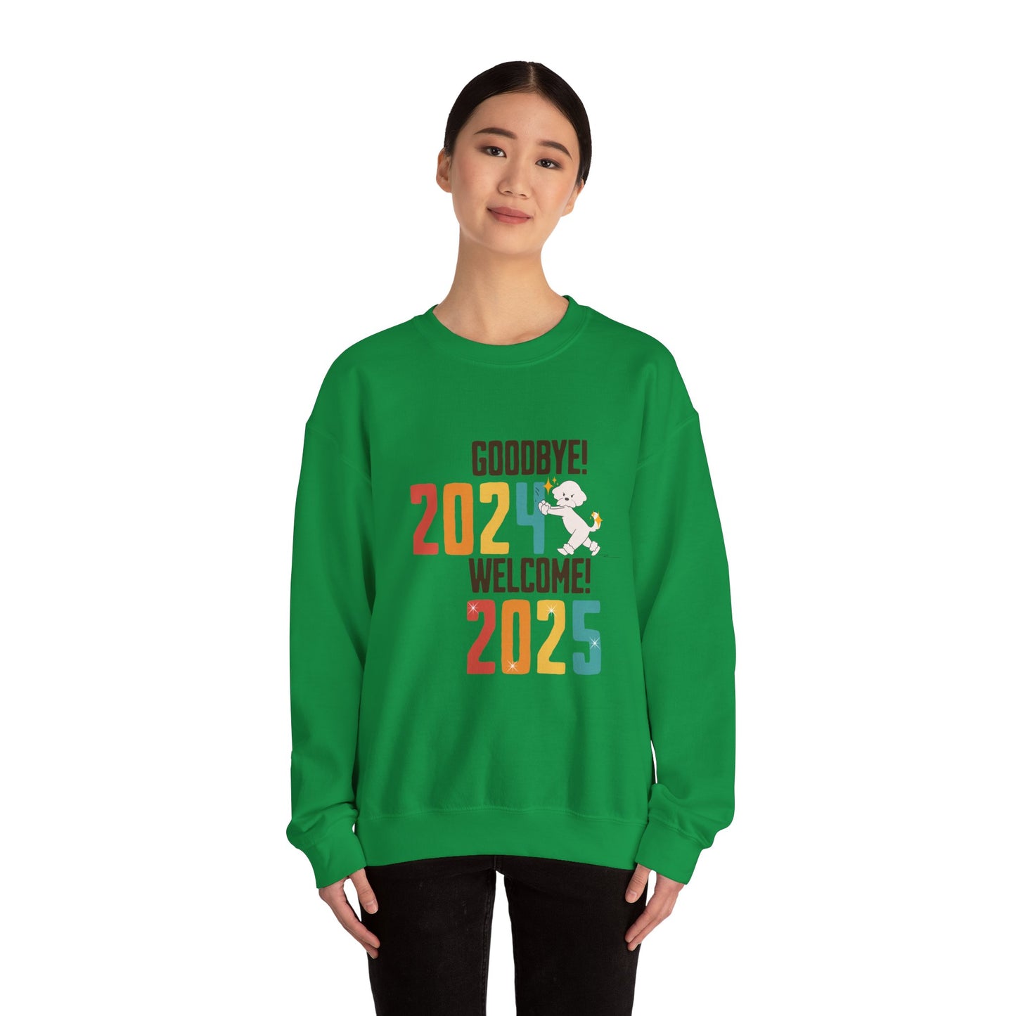 Cheeky Bichon Cute Funny Goodbye 2024 Welcome 2025 Unisex Crewneck Sweatshirt