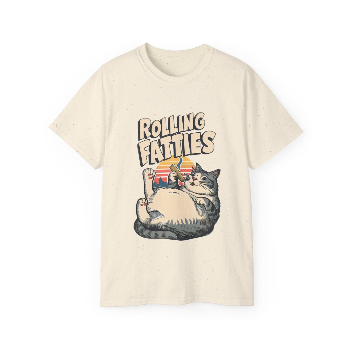 Cute Cat Cartoon Rolling Fatties Unisex Organic T-Shirt