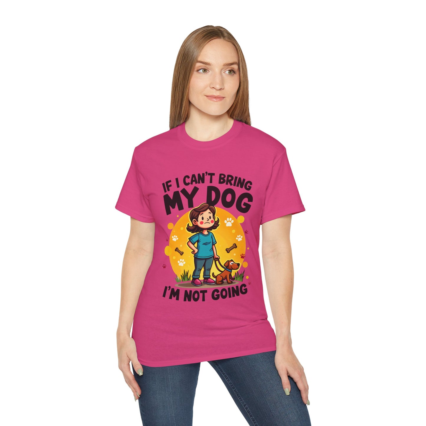 Cute Dog Cartoon If I Can't Bring My Dog I'm Not Going Meme Organic T-Shirt