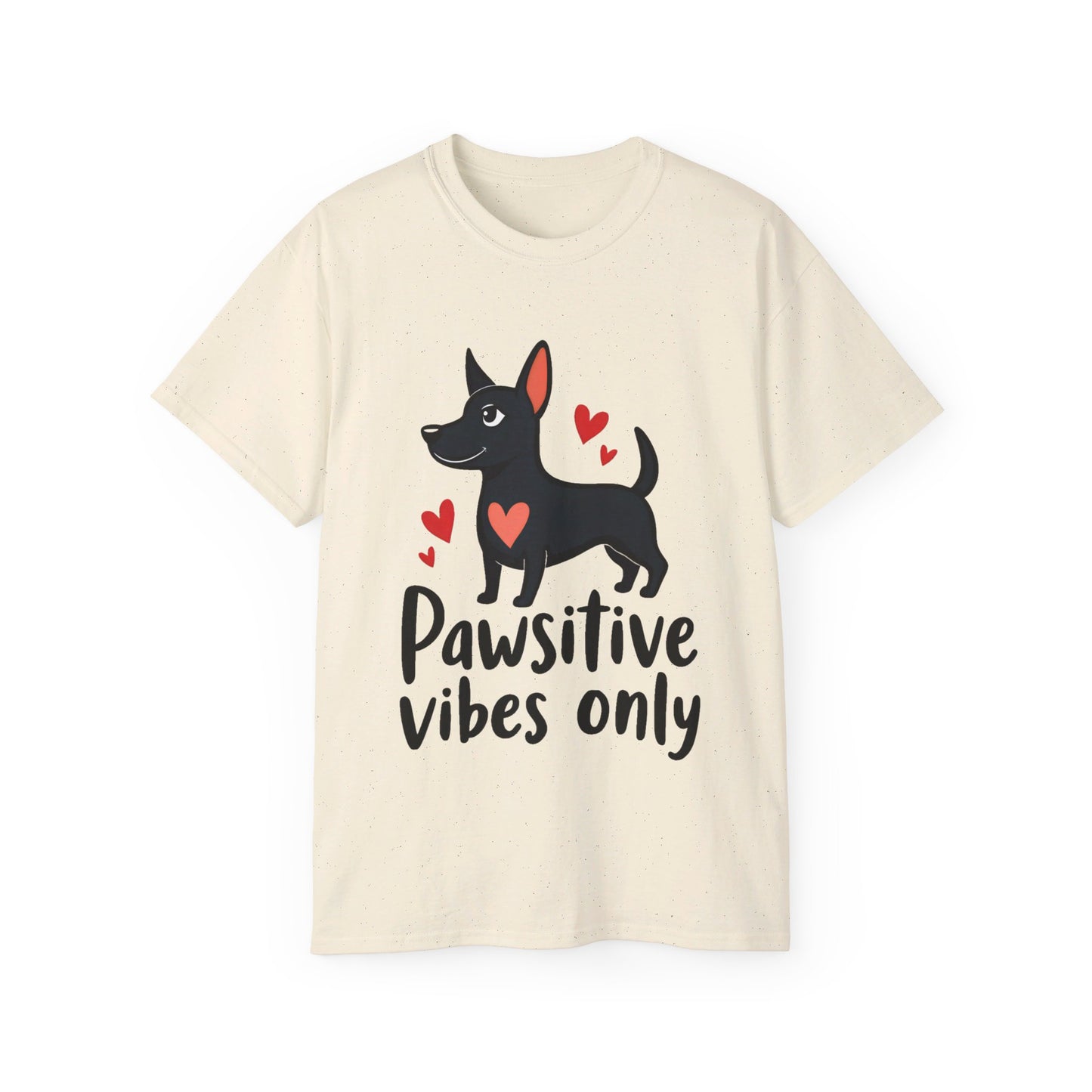 Cute Dog Cartoon Pawsitive Vibes Only Unisex Organic T-Shirt