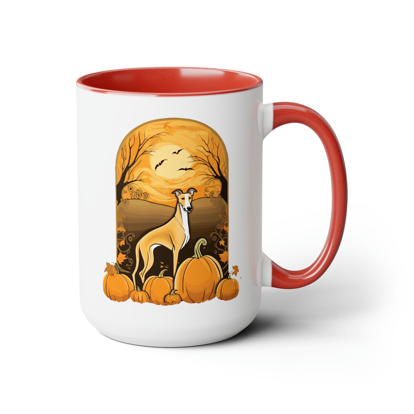 Greyhound Pumpkin Two-Tone Coffee Mugs, 15oz