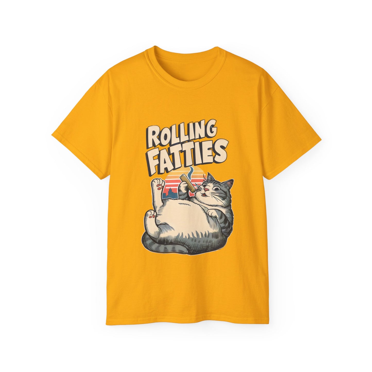 Cute Cat Cartoon Rolling Fatties Unisex Organic T-Shirt