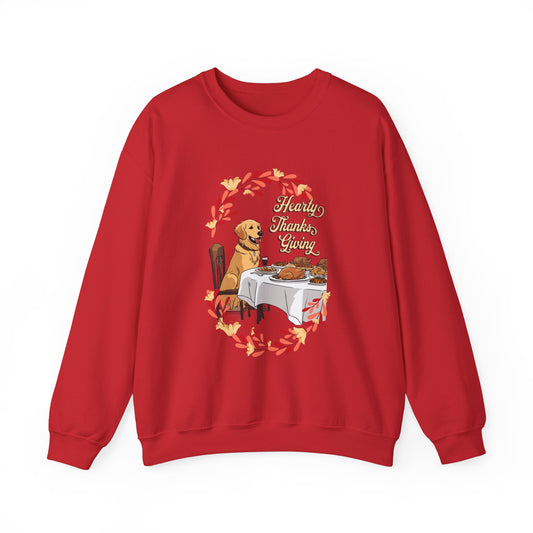 Golden Retriever Hearty Thanksgiving Unisex Crewneck Sweatshirt