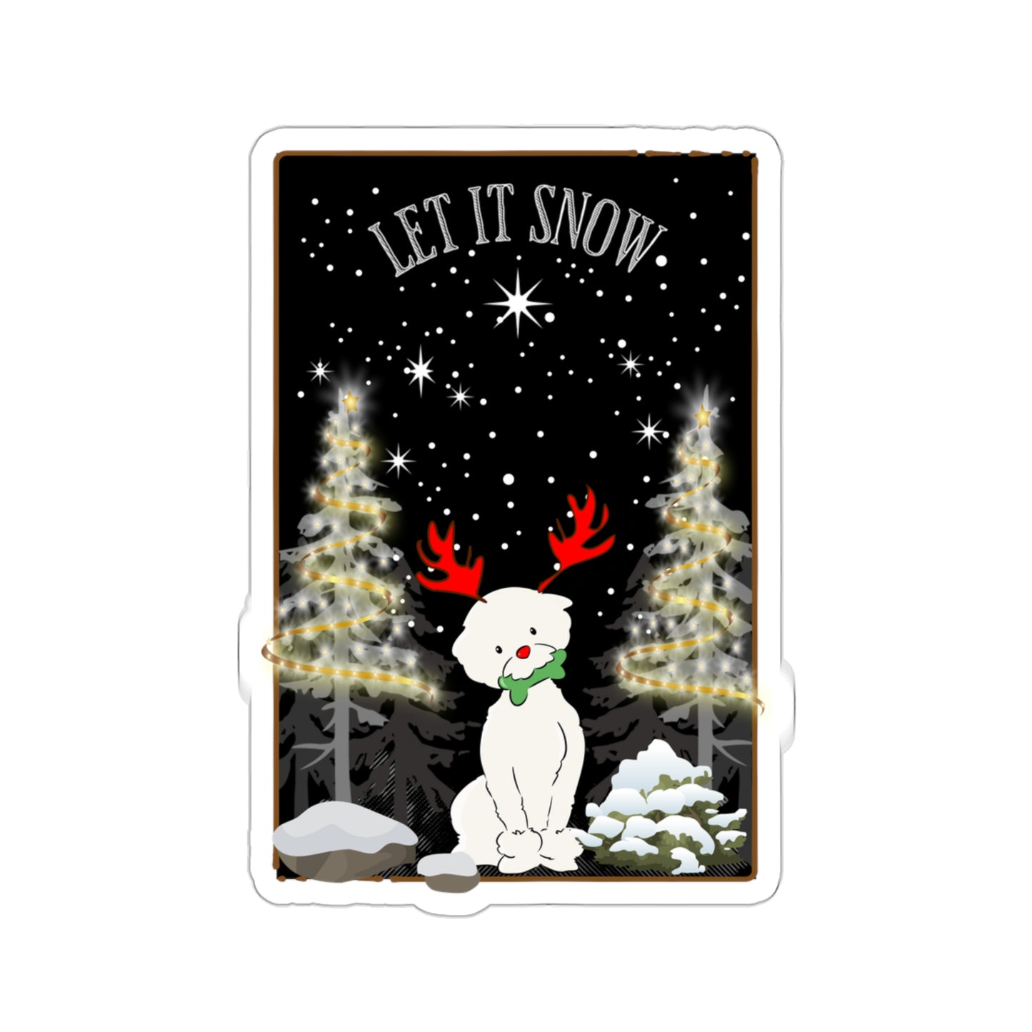 Cute Let It Snow Dog Christmas Kiss-cut Stickers