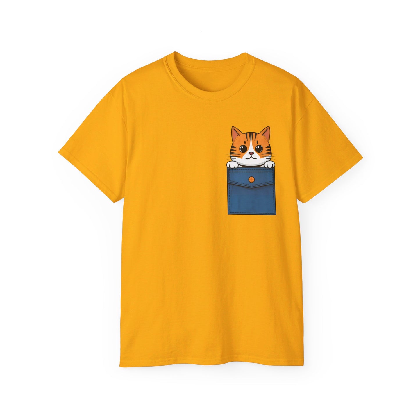 Cute Cartoon Cat in Pocket Unisex Organic T-Shirt