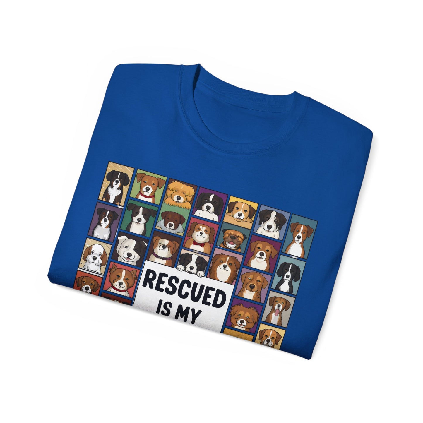 Cute Dog Cartoon Rescued is My Favorite Breed Unisex Organic T-Shirt