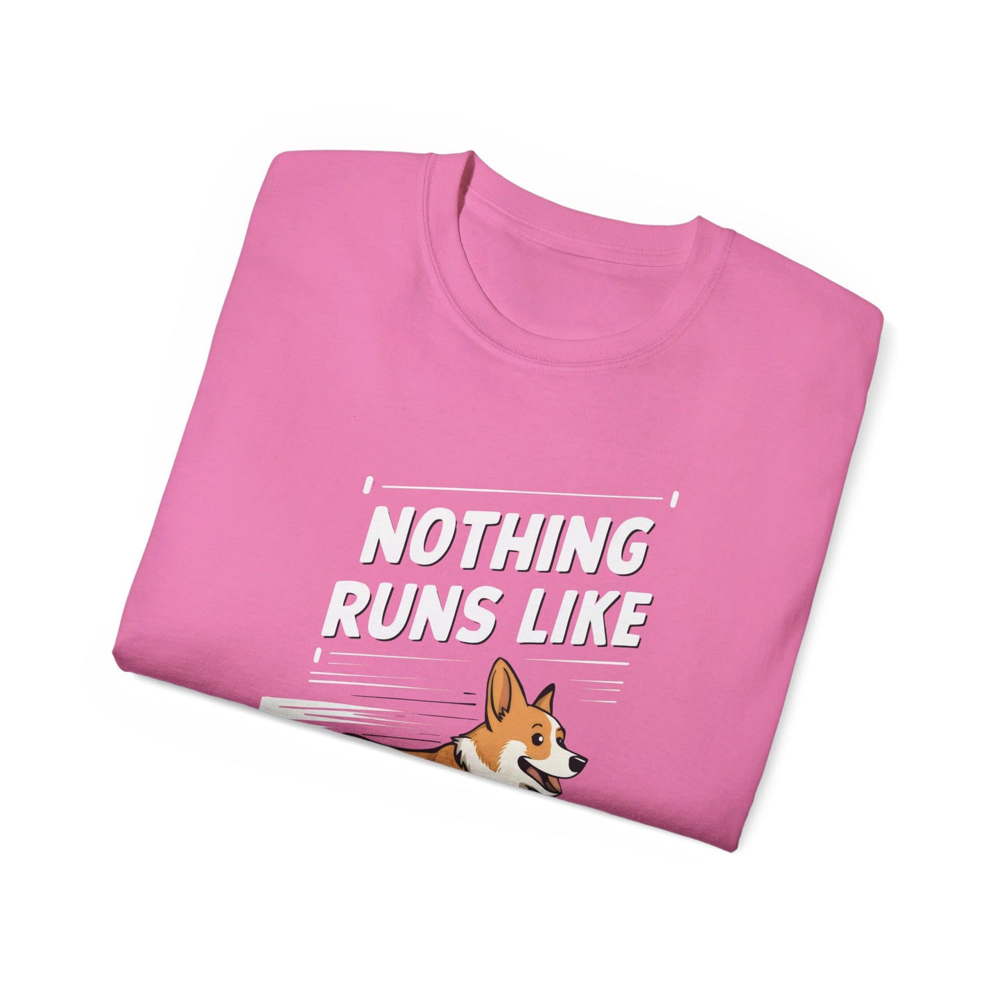 Cute Dog Cartoon Nothing Runs Like a Corgi Unisex Organic T-Shirt