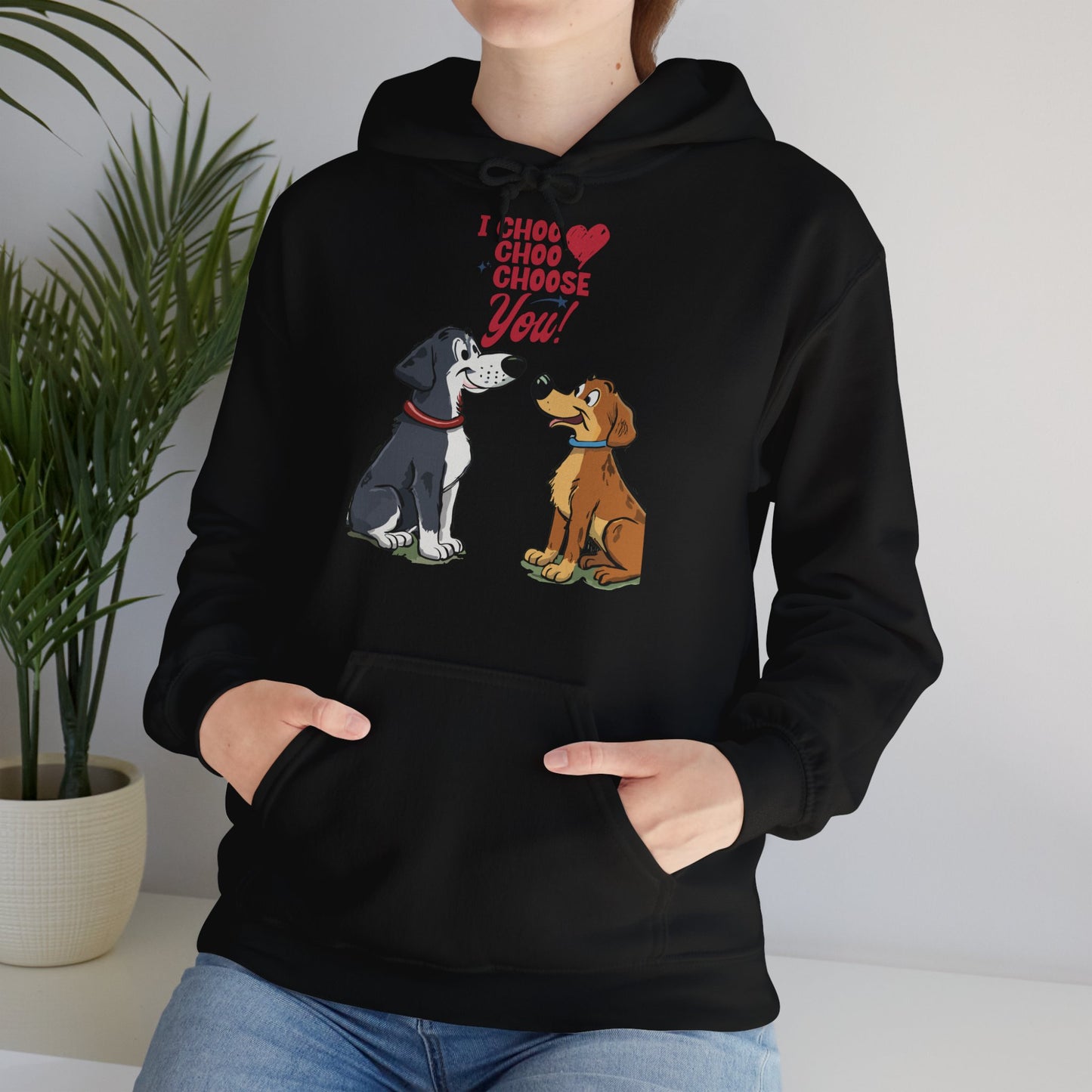 Cute Cartoon Dog I Choose You Valentine's Day Unisex Hooded Sweatshirt