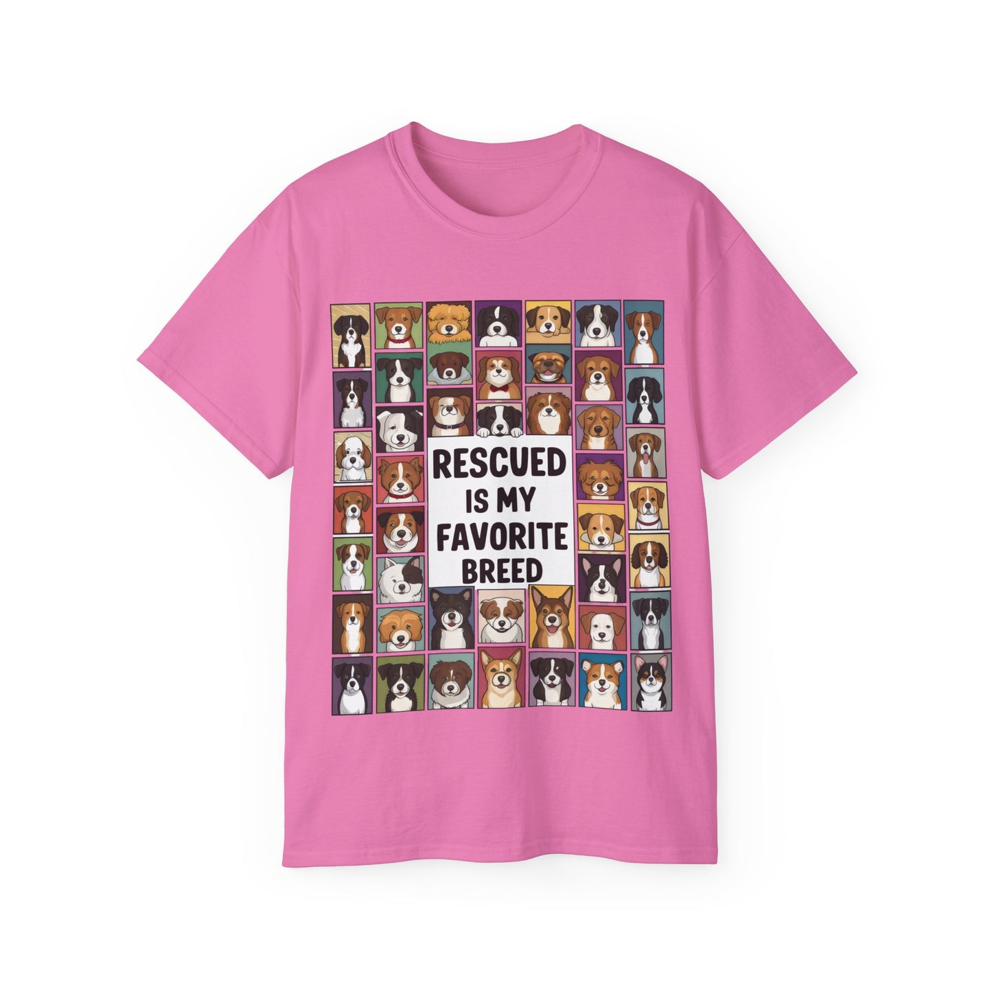 Cute Dog Cartoon Rescued is My Favorite Breed Unisex Organic T-Shirt