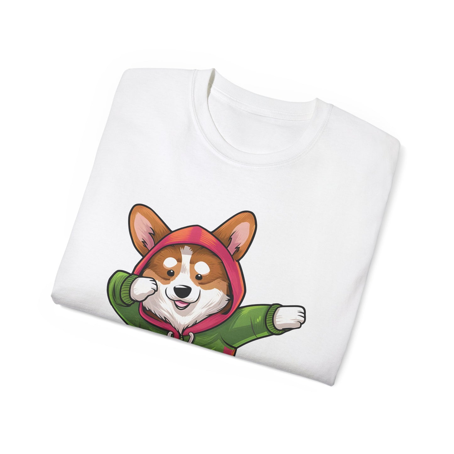 Cute Dog Cartoon Corgi Dabbing Meme Unisex Organic T-Shirt